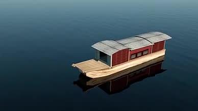 水面红色的船三维建模视频视频的预览图